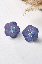 Moon Flower Clip Earrings