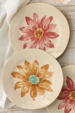 Painted Daisy Dessert Plates, Set of 4