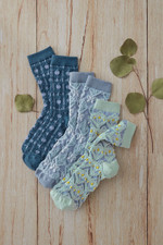 Indigo Bloom Socks, Set of 3