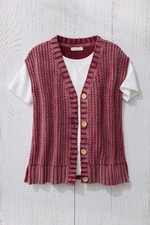 Vintage Wash Cap Sleeve Cardigan
