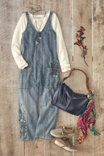 Embroidered Easy Denim Jumpsuit