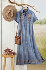 Embroidered TENCEL™ Shirtdress