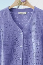 Eyelet Button-Front Shirt