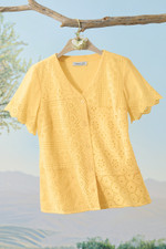 Eyelet Button-Front Shirt