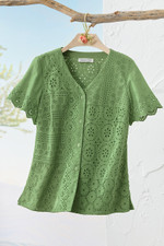 Eyelet Button-Front Shirt