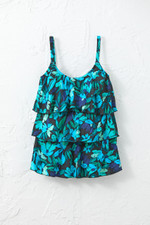 Floral Reflections Ruffled Tankini Top