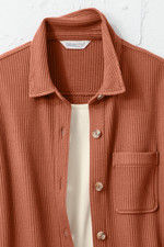 Waffle Knit Button-Front Tee