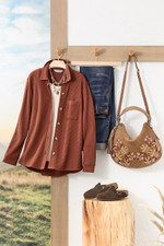 Waffle Knit Button-Front Tee