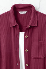 Waffle Knit Button-Front Tee