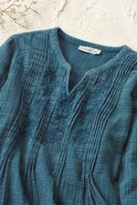 Vintage-Wash Gauze Embroidered Tunic
