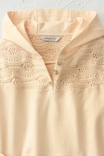 Crochet-Trim Hooded Sweatshirt