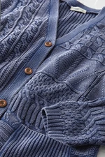 Vintage-Wash Cable Knit Cardigan