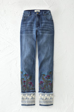 Ferns & Lace Embroidered Ankle Jeans