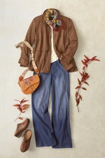 Stretch Faux Suede Shirt Jacket