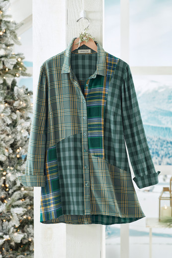 Soft Touch Mixed Plaid Top - Coldwater Creek