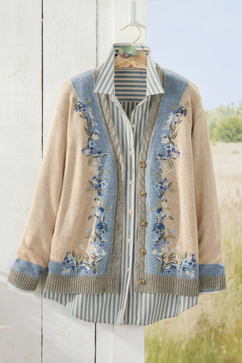 Floral Mix Print Knit Jacket - Coldwater Creek