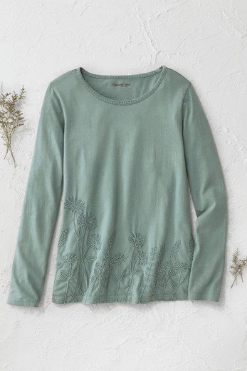 Prairie Floral Henley Tee - Coldwater Creek