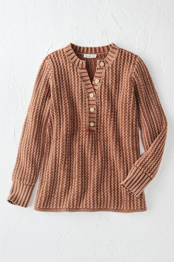 Waffle Knit Floral Patch Sweater - Coldwater Creek