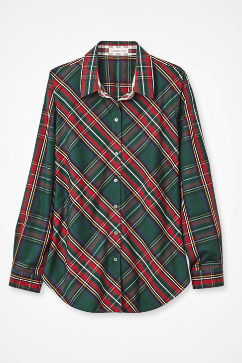 Festive Plaid No-Iron Long-Sleeve Shirt