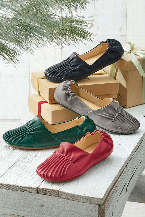 Pintuck Leather Flats by Chocolat Blu™