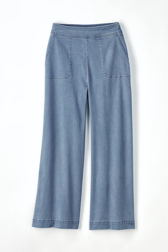 CUTE LONG WIDE-LEG DENIM PANTS | WOMEN TROUSERS BLUE JEANS (BA005) | WAIST  SIZE = 38 / XL / 18