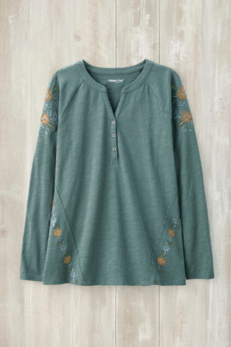 Leaf Embroidered Tee - Coldwater Creek