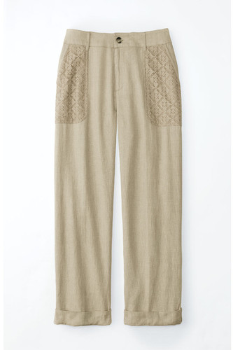 Broad Stripes Linen Ankle Pants - Coldwater Creek