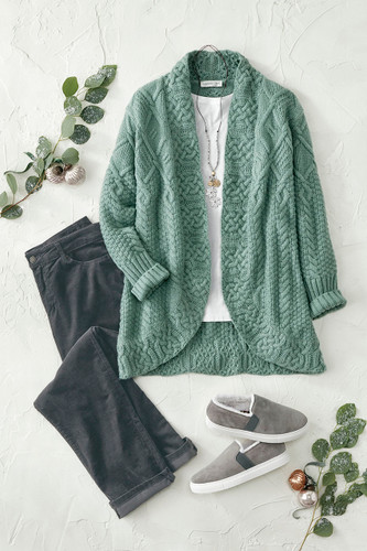 Twist of Teal Chenille Sweater - Coldwater Creek