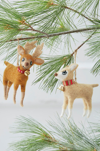 Handmade Felt Deer Ornaments - Coldwater Creek