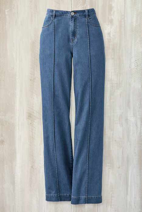 Denim & Co. Regular Comfy Knit Air Denim Cropped Wide Leg Jeans 