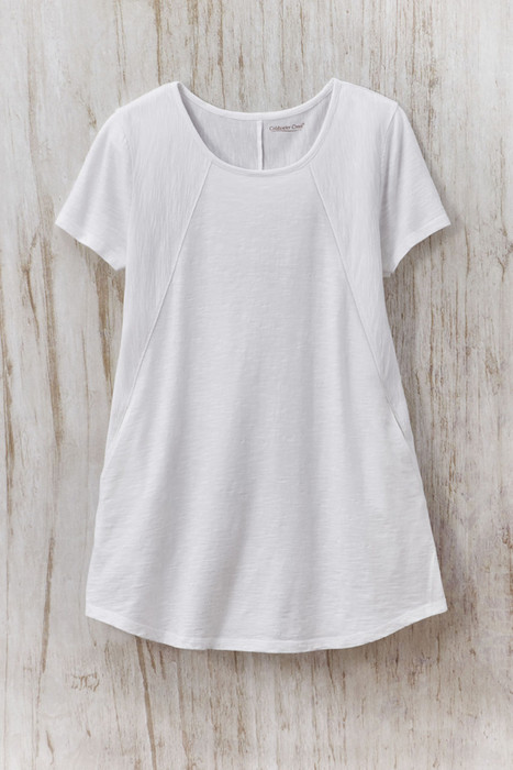 Short-Sleeve Vintage-Wash Seamed Tunic
