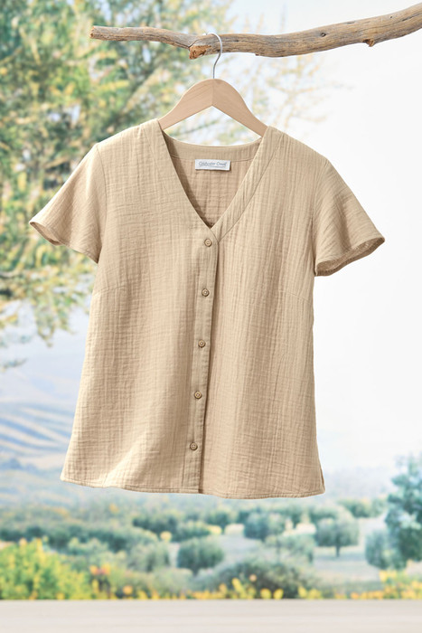 Boxy Cross-Dyed Linen Top