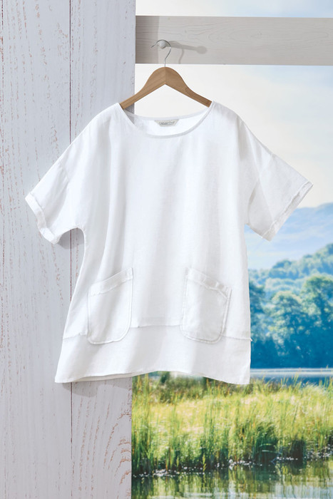Boxy Cross-Dyed Linen Top