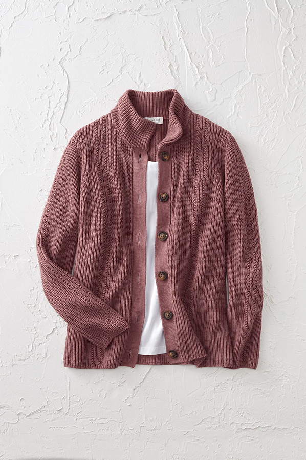 Shaker Detail Button Cardigan