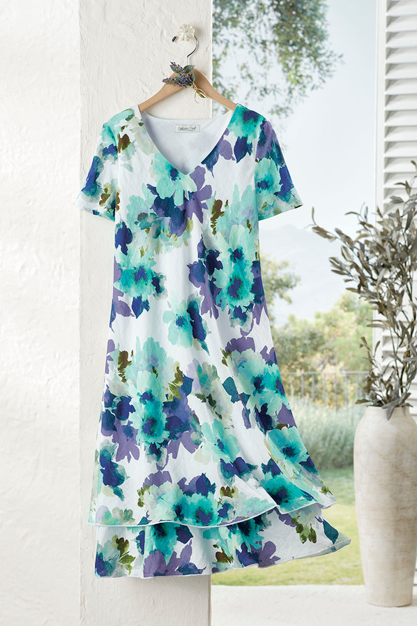 Painted Botanicals Linen Dress