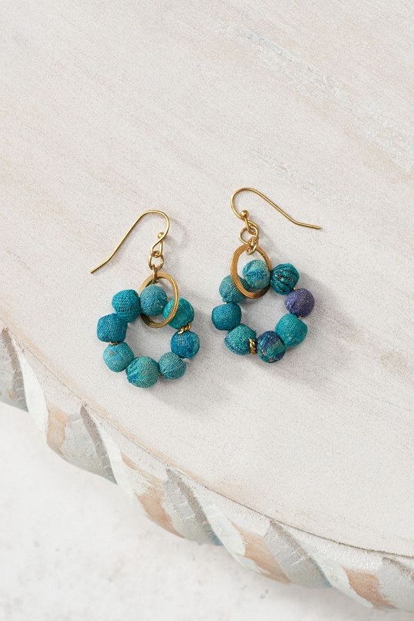 Azure Skies Kantha Earrings