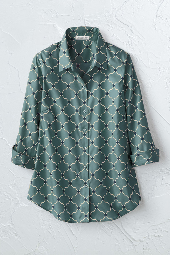 Timeless Trellis 3/4-Sleeve No-Iron Shirt