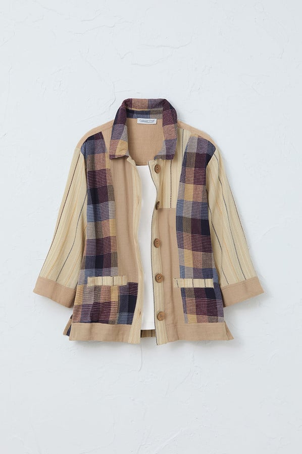 Plaid and Patches Shirt Jacket