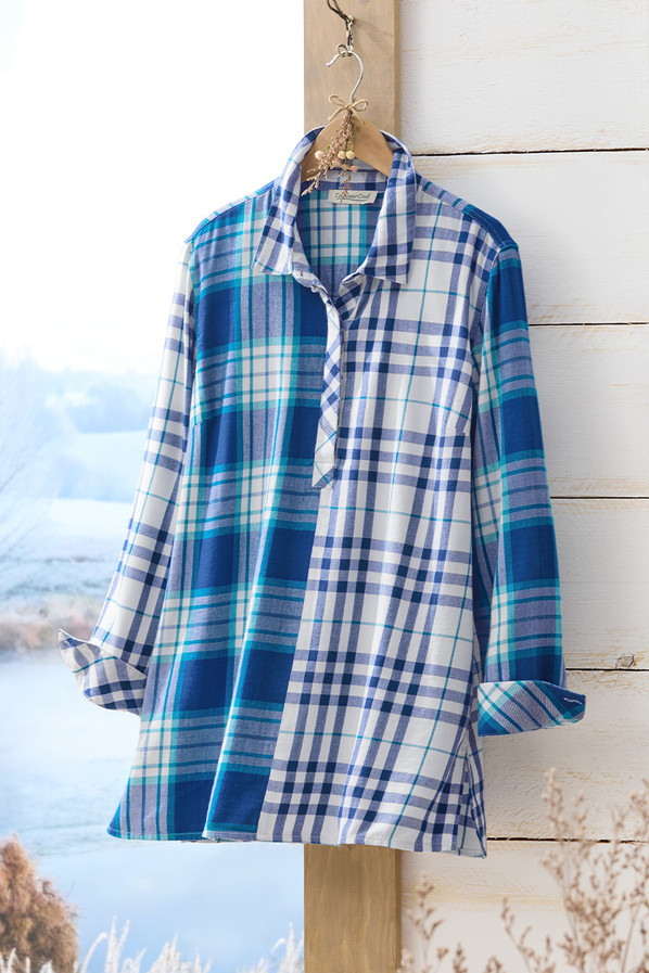 Soft Touch Sapphire Plaid Top