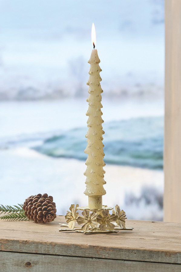 Leaves and Flowers Round Taper Candle Holder