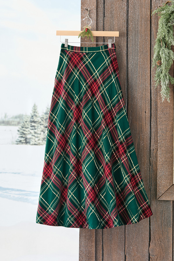Plaid Tidings Maxi Skirt