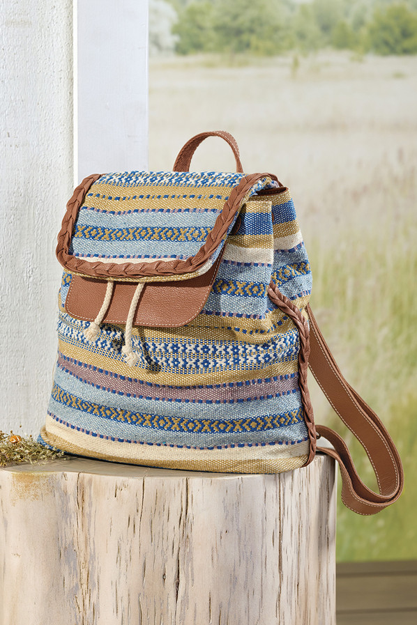 Woven Striped Backpack