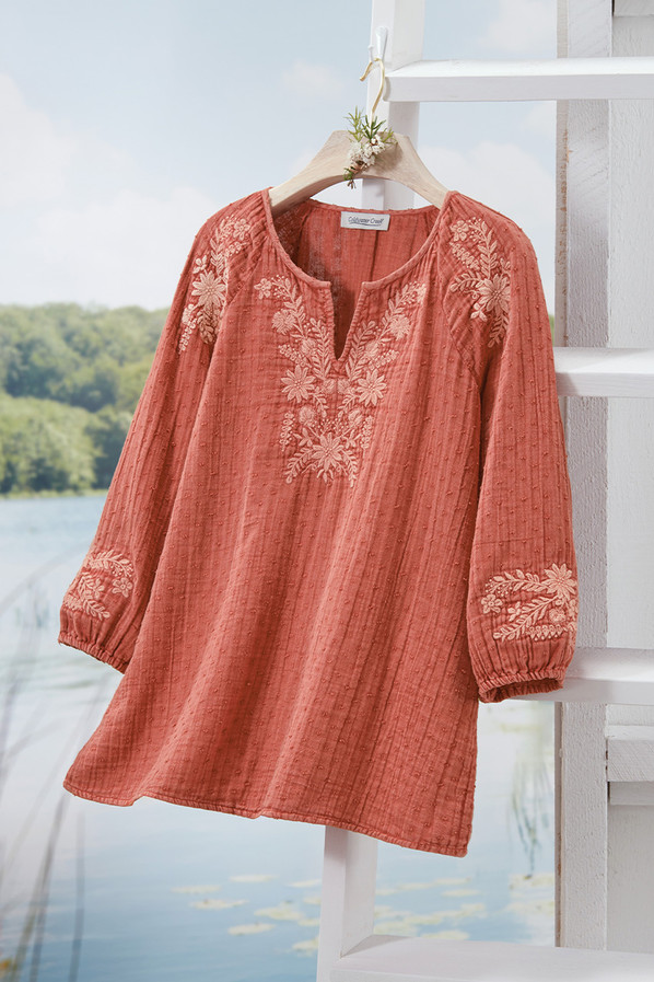 Luisa Embroidered Gauze Top