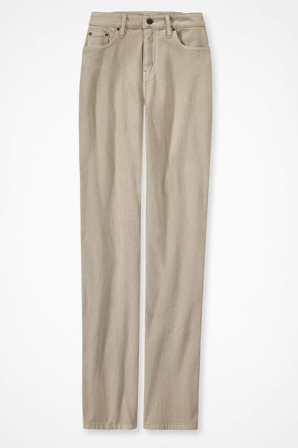 Knit Denim High Rise Straight-Leg Jeans