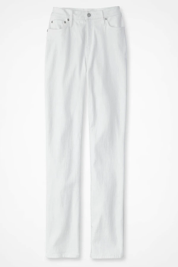 Knit Denim High Rise Straight-Leg Jeans