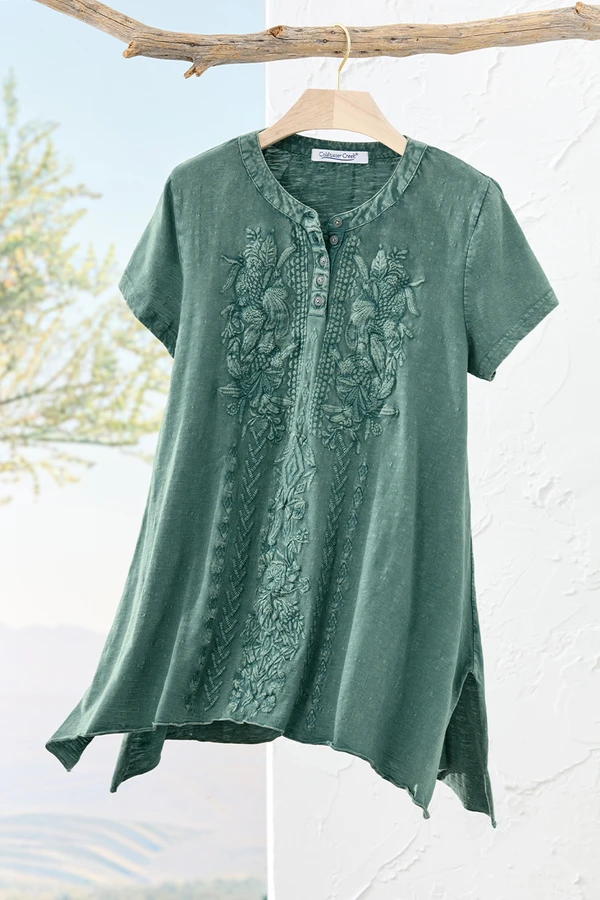 Tonal Embroidered Swing Tee