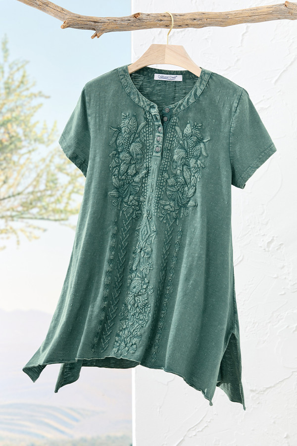 Tonal Embroidered Swing Tee