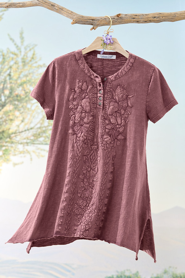 Tonal Embroidered Swing Tee