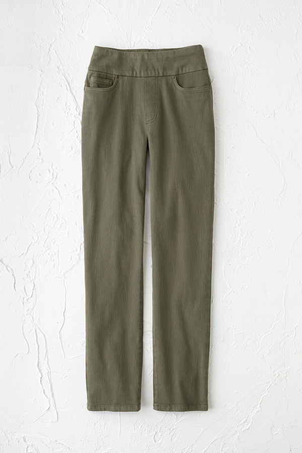 Knit Denim Mid Rise Slim-Leg Ankle Jeans
