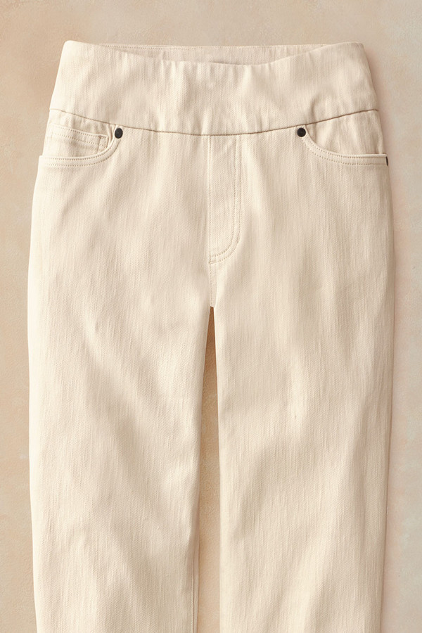 Knit Denim Mid Rise Slim-Leg Ankle Jeans